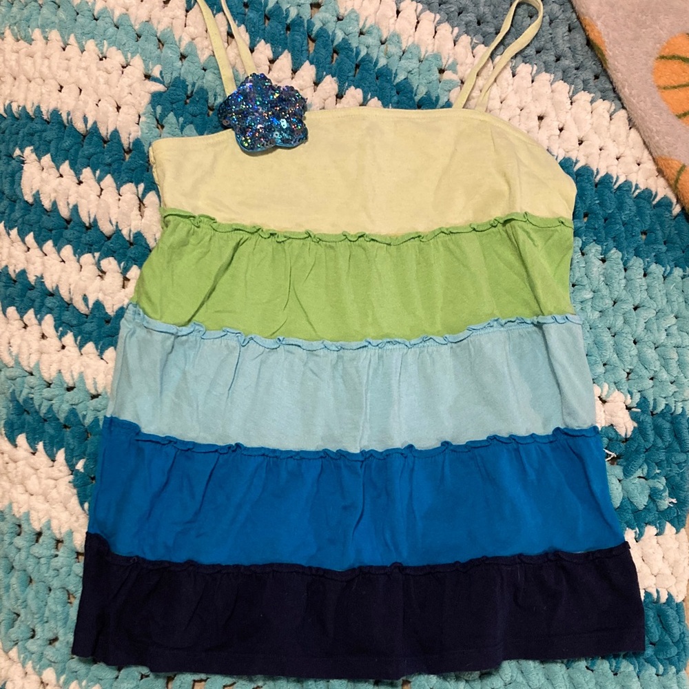 Justice Green and Blue color-block cami